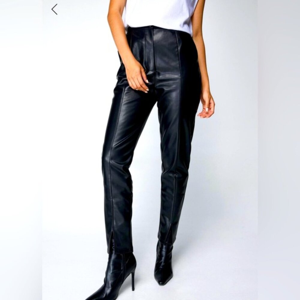Nasty Gal | Faux Leather Pants | High Waisted | Split Hem | Size 6